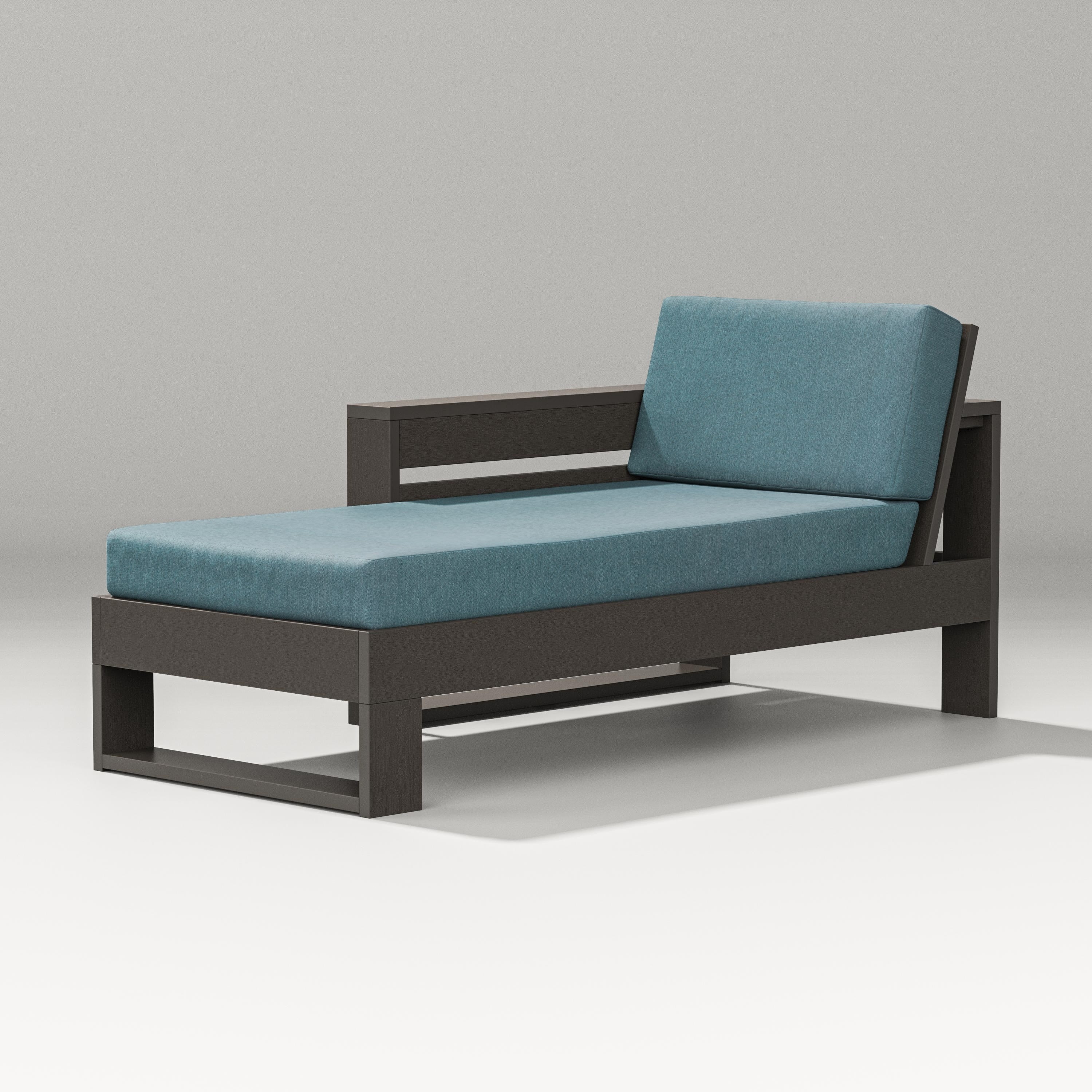 PW Designer Series Latitude Modular Left Arm Chaise in Vintage Coffee / Ocean Teal