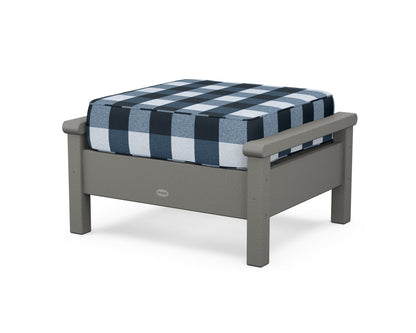 POLYWOOD® Harbour Deep Seating Ottoman in Slate Grey / Buffalo Plaid Marine Indigo