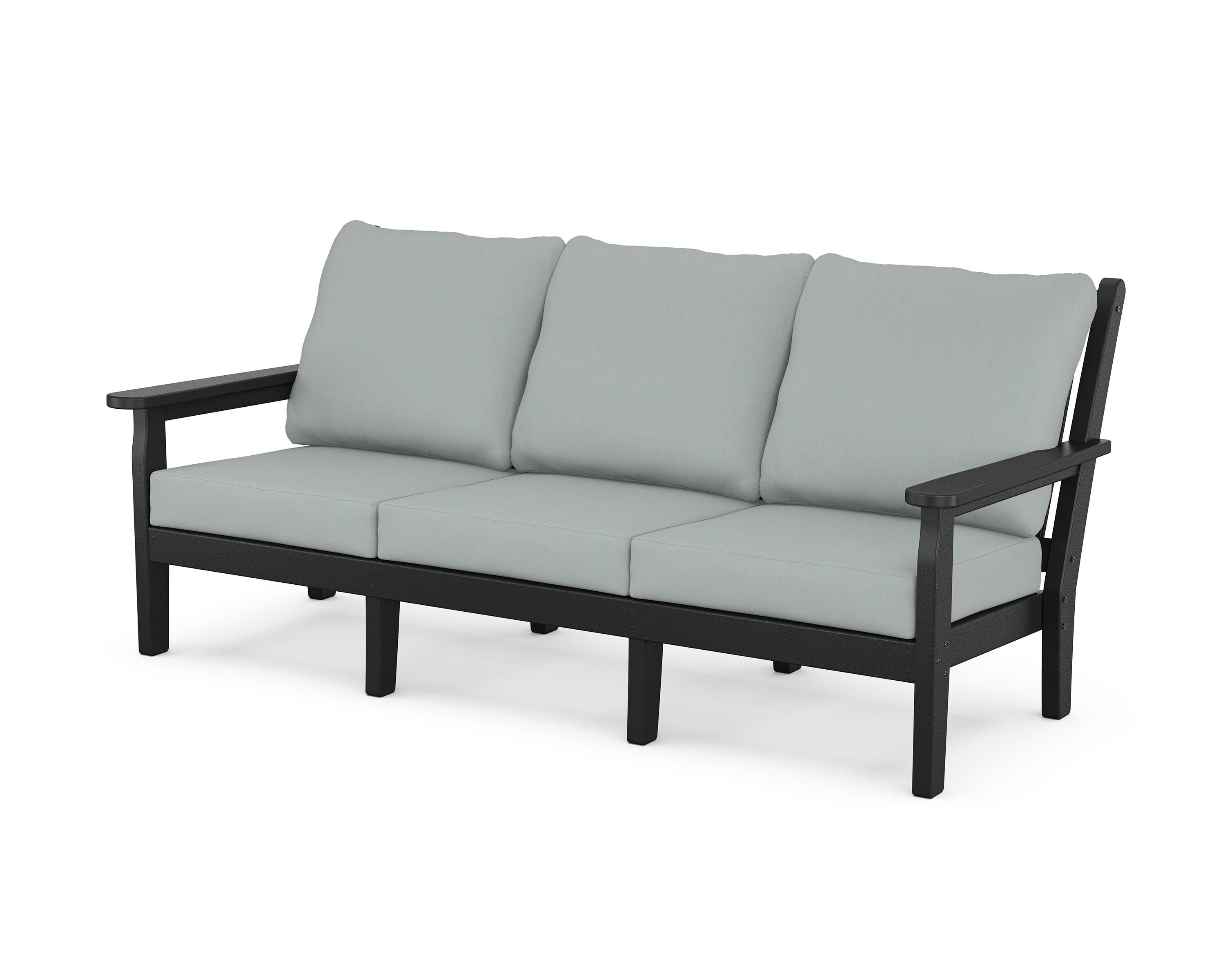 POLYWOOD® Chippendale Deep Seating Sofa in Black / Spa