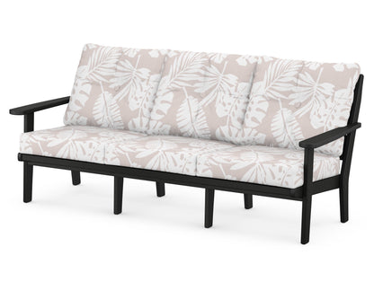 POLYWOOD® Lakeside Deep Seating Sofa in Black / Leaf Dune Burlap
