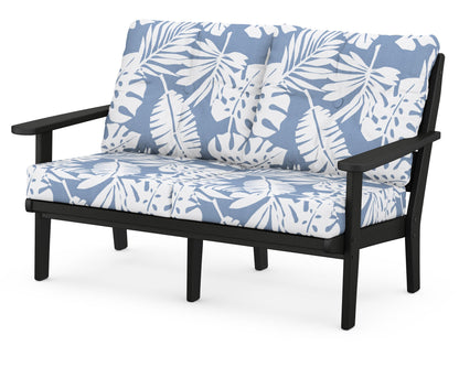POLYWOOD® Lakeside Deep Seating Loveseat in Black / Leaf Sky Blue