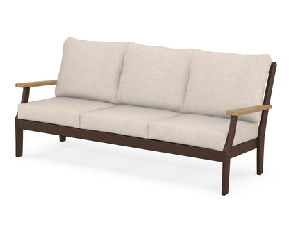 POLYWOOD® Braxton Deep Seating Sofa in Mahogany / Natural / Blend Linen