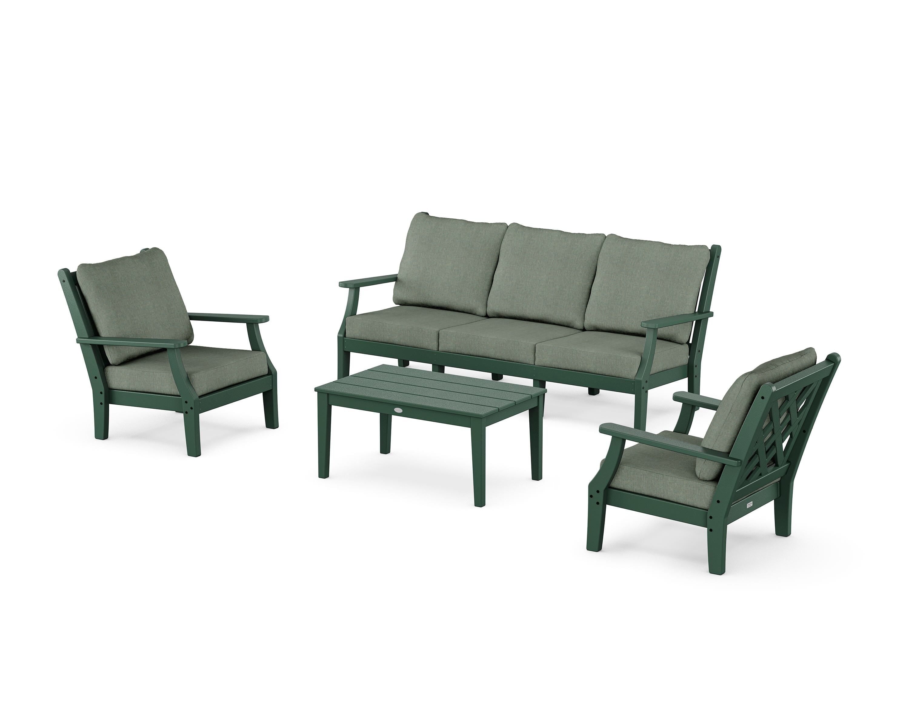 Country Living Wovendale 4-Piece Deep Seating Set with Sofa in Green / Cast Sage