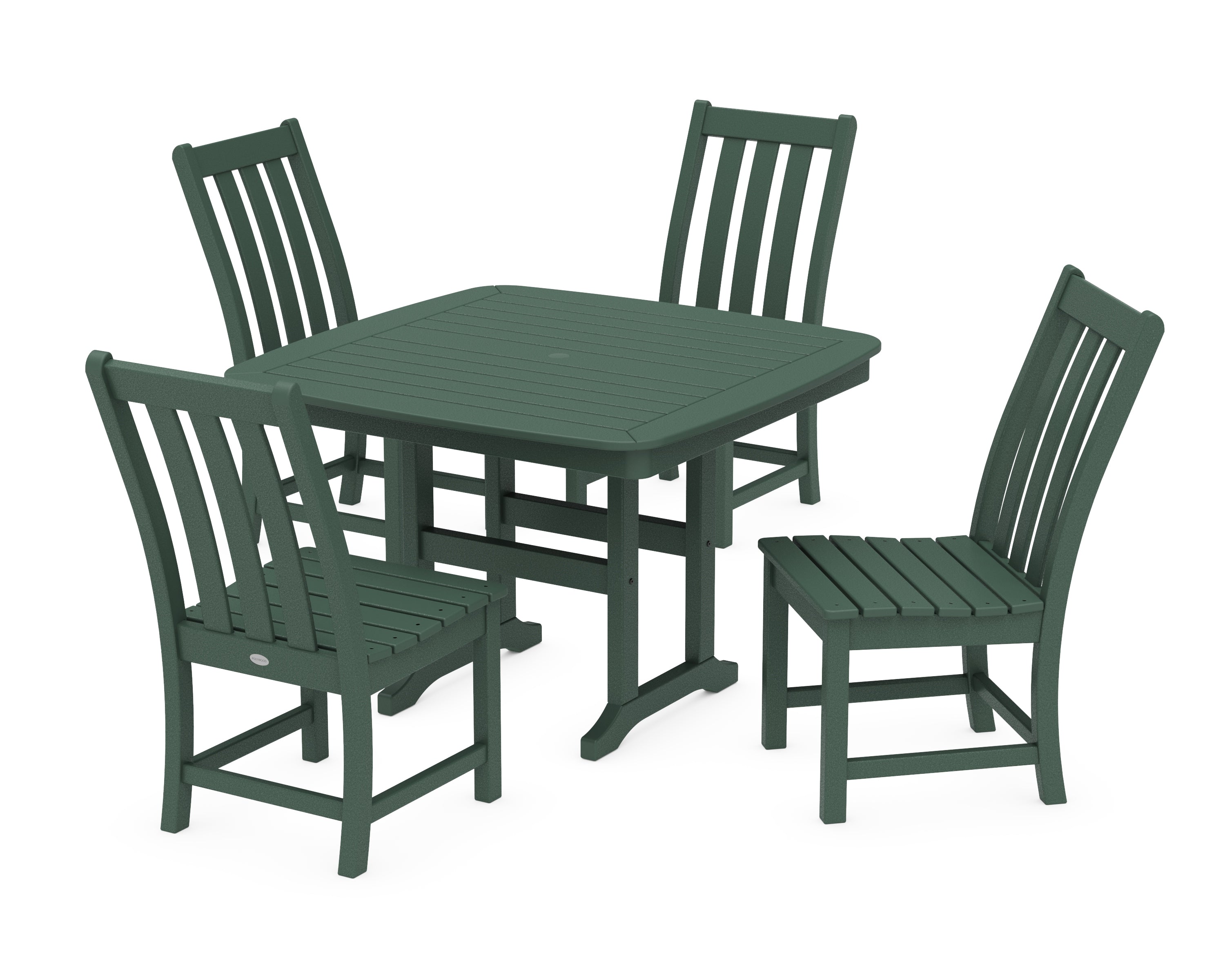 POLYWOOD® Vineyard Side Chair 5-Piece Dining Set with Trestle Legs in Green