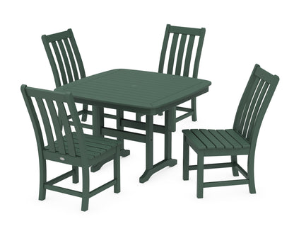 POLYWOOD® Vineyard Side Chair 5-Piece Dining Set with Trestle Legs in Green