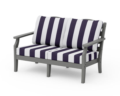 Draper James™ by  POLYWOOD® Savannah Deep Seating Loveseat in Slate Grey / Cabana Stripe Navy
