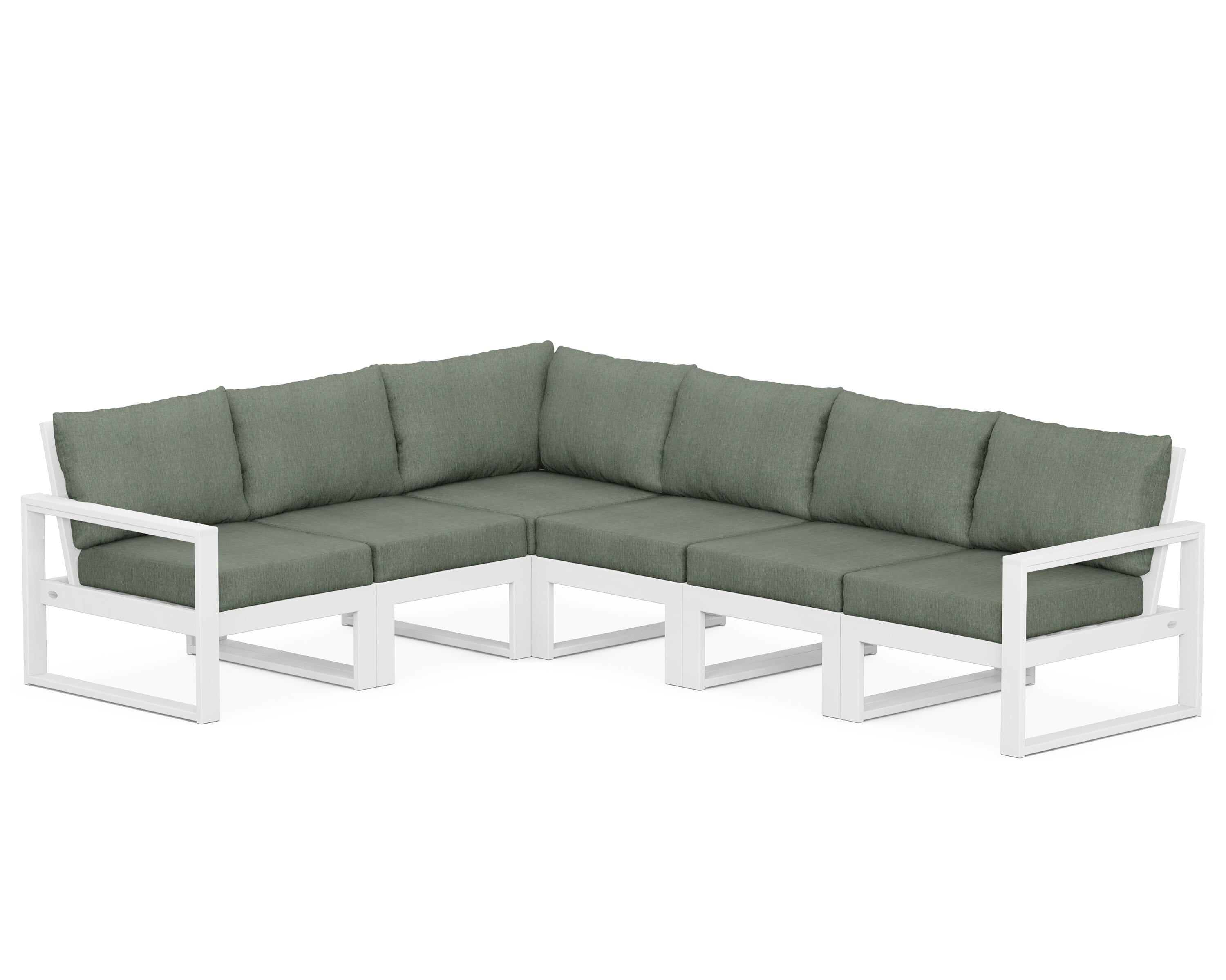 POLYWOOD® EDGE 6-Piece Modular Deep Seating Set in White / Cast Sage
