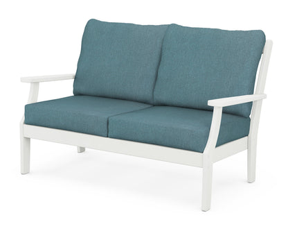 POLYWOOD® Braxton Deep Seating Loveseat in Vintage White / Ocean Teal