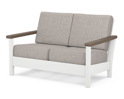 POLYWOOD® Harbour Deep Seating Loveseat in White / Kona / Weathered Tweed