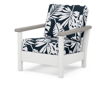 POLYWOOD® Harbour Deep Seating Chair in White / Driftwood / Leaf Marine Indigo