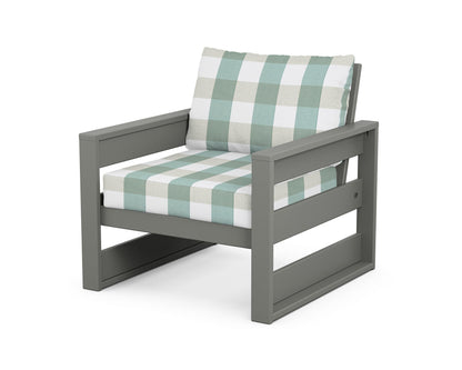 POLYWOOD® Westport Club Chair in Slate Grey / Buffalo Plaid Glacier Spa