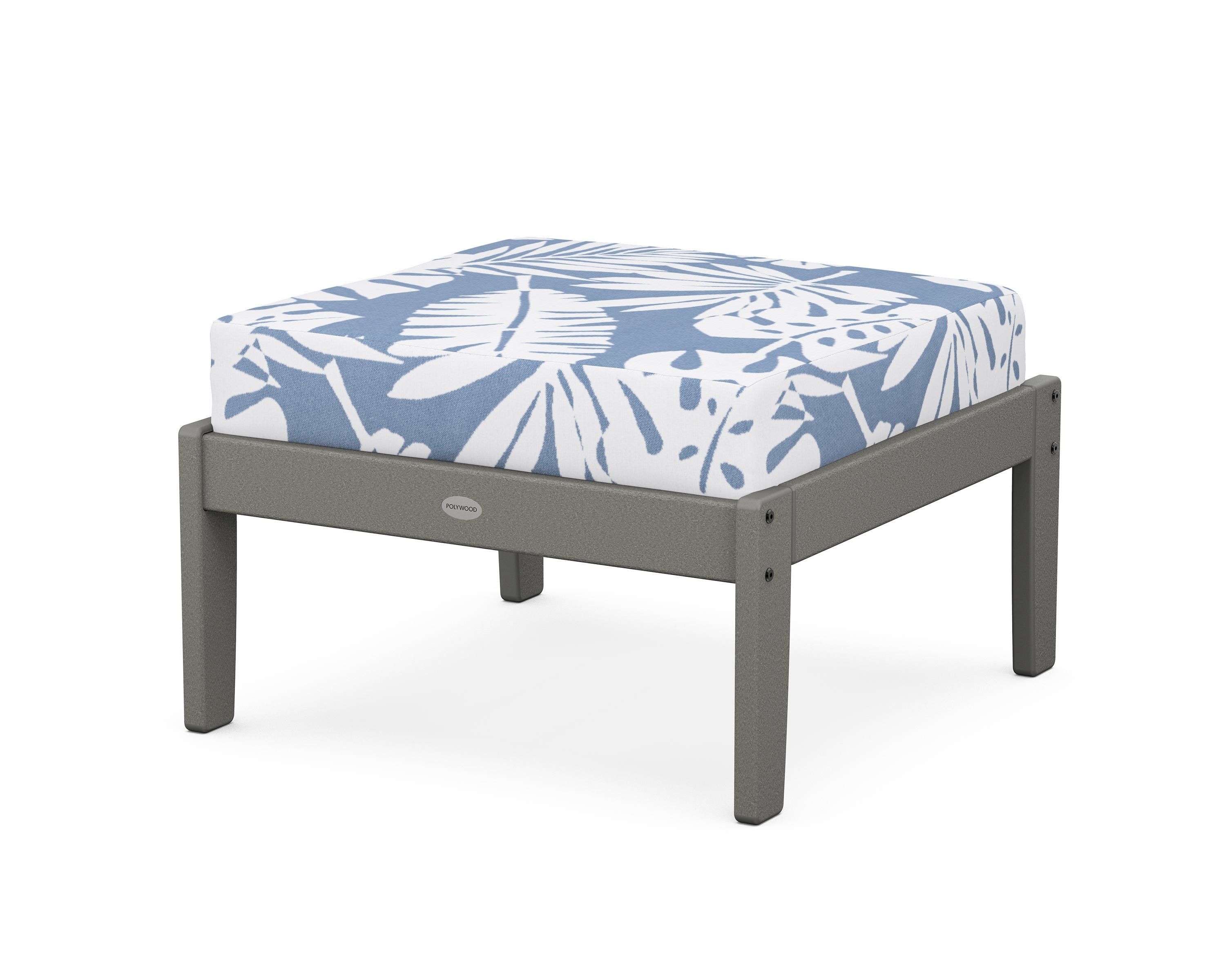 POLYWOOD® Braxton Deep Seating Ottoman in Slate Grey / Leaf Sky Blue