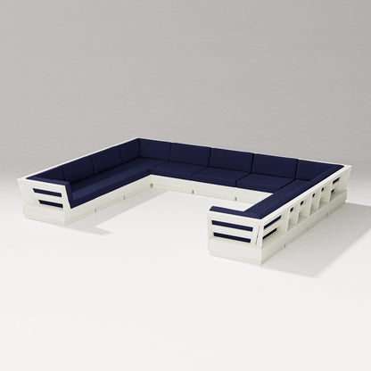 PW Designer Series Elevate Large U-Shaped Sectional in Vintage White / Navy