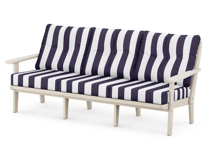 POLYWOOD® Lakeside Deep Seating Sofa in Sand / Cabana Stripe Navy