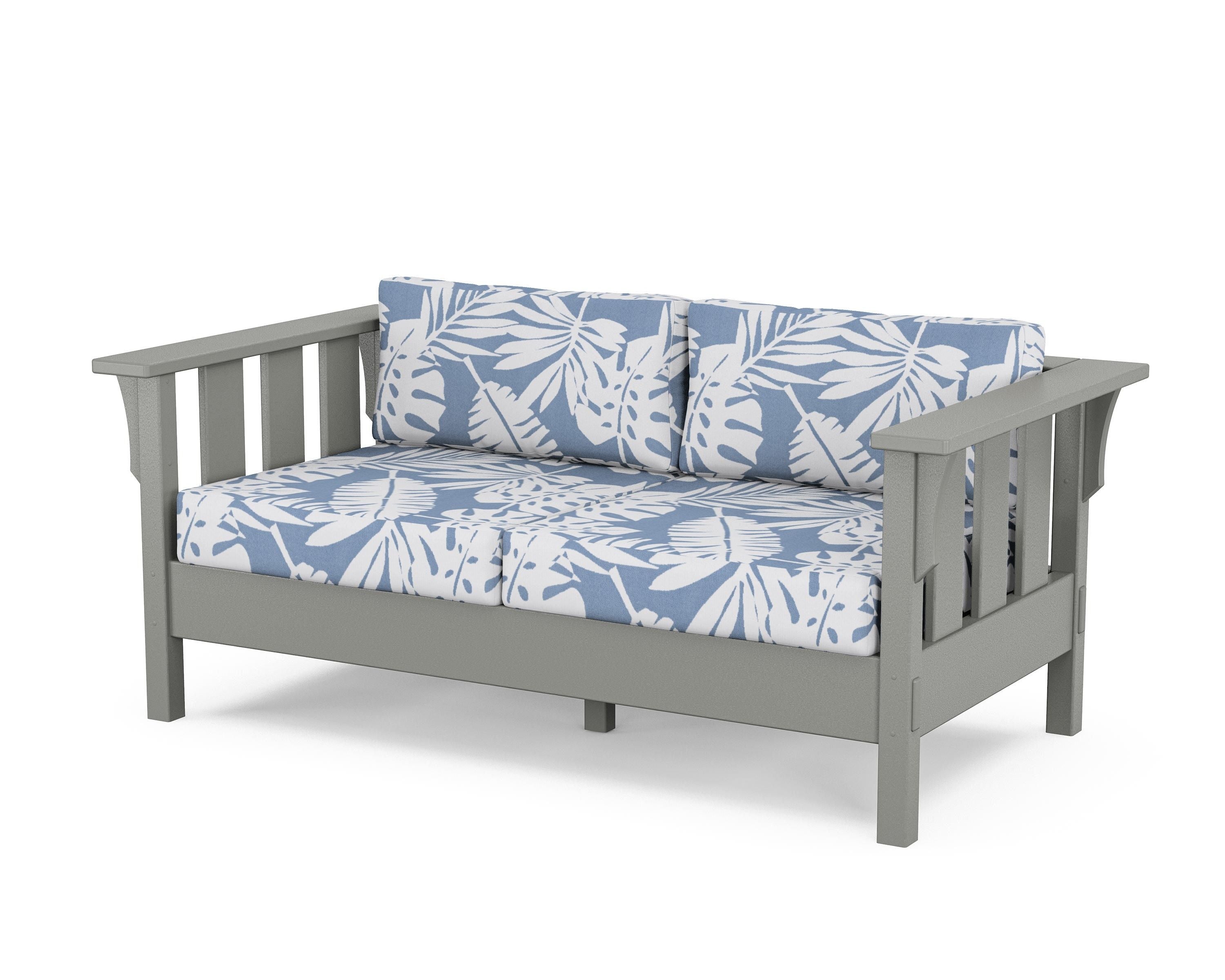 Martha Stewart by POLYWOOD® Acadia Deep Seating Loveseat in Slate Grey / Leaf Sky Blue