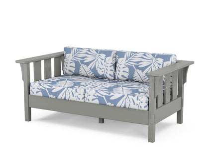 Martha Stewart by POLYWOOD® Acadia Deep Seating Loveseat in Slate Grey / Leaf Sky Blue