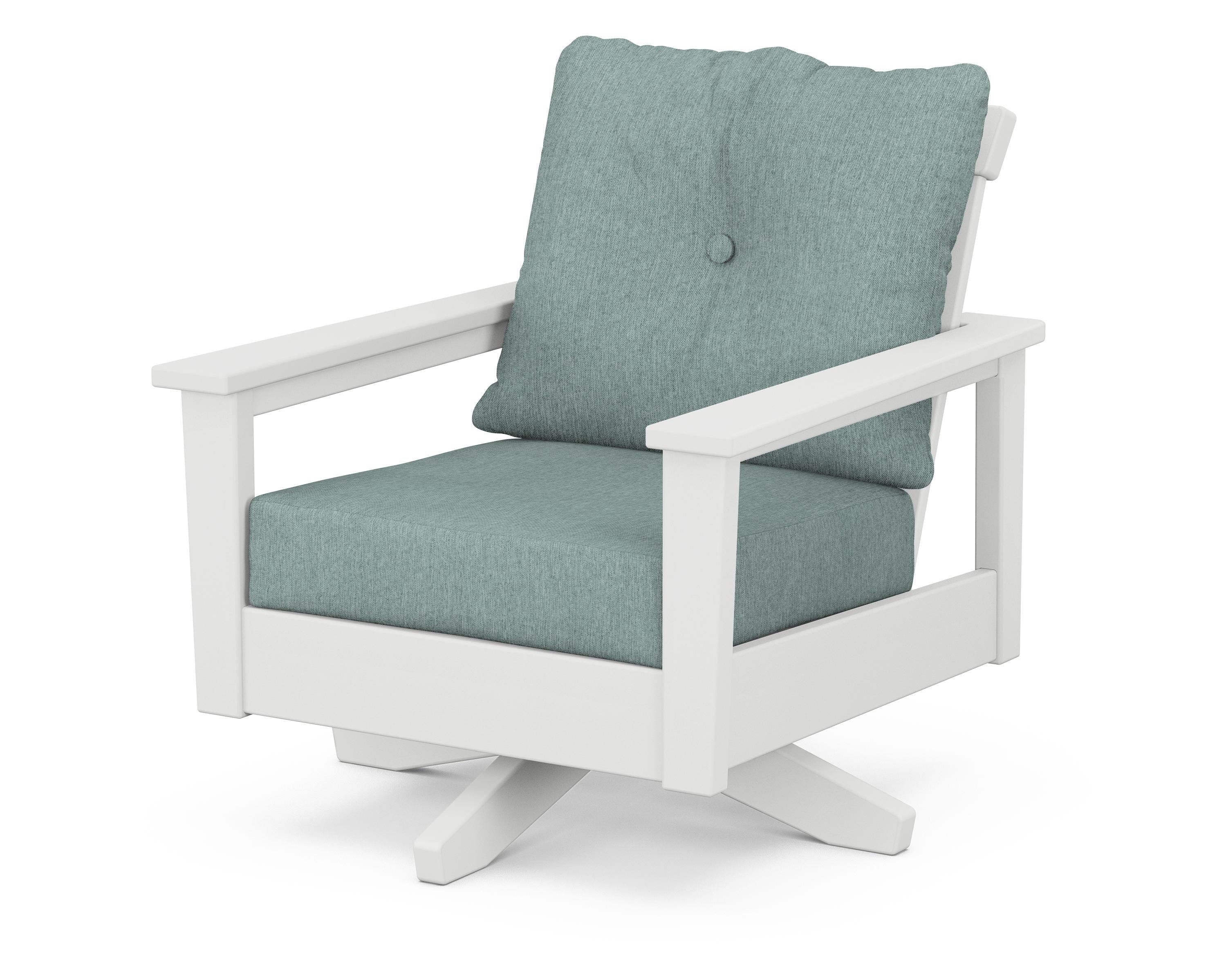 POLYWOOD® Prescott Deep Seating Swivel Chair in White / Glacier Spa