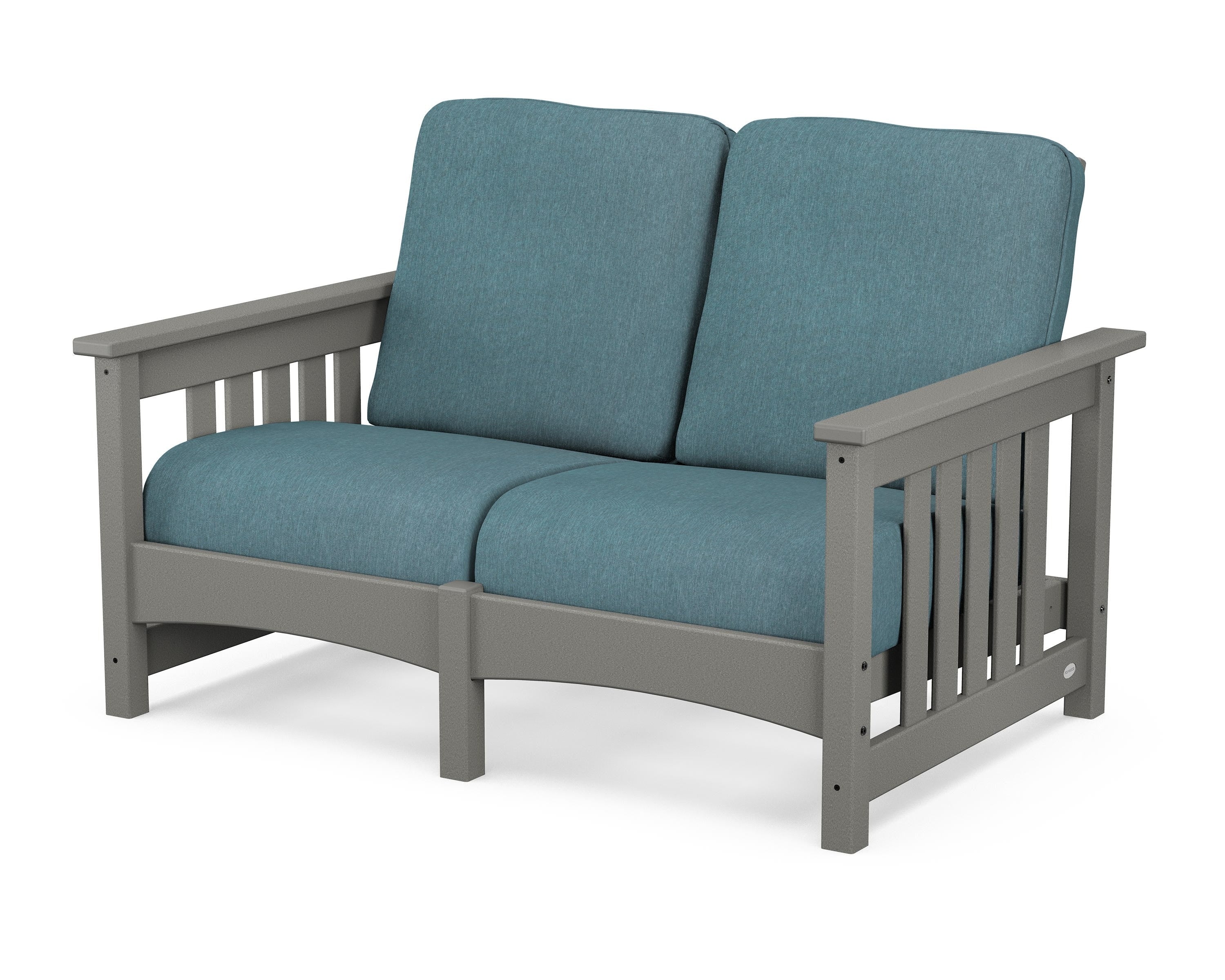 POLYWOOD® Club Mission Loveseat in Slate Grey / Ocean Teal