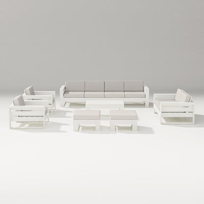 PW Designer Series Latitude 8-Piece Lounge Sofa Set in Vintage White / Cast Ash