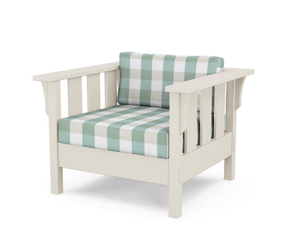 Martha Stewart by POLYWOOD® Acadia Deep Seating Chair in Sand / Buffalo Plaid Glacier Spa