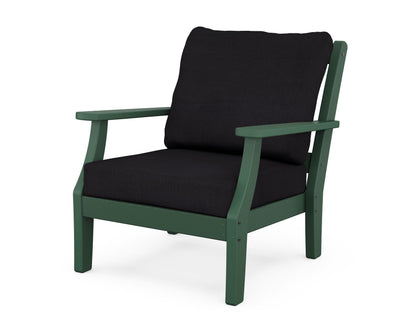 Martha Stewart by POLYWOOD® Chinoiserie Deep Seating Chair in Green / Midnight Linen