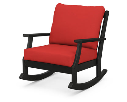 POLYWOOD® Braxton Deep Seating Rocking Chair in Black / Crimson Linen