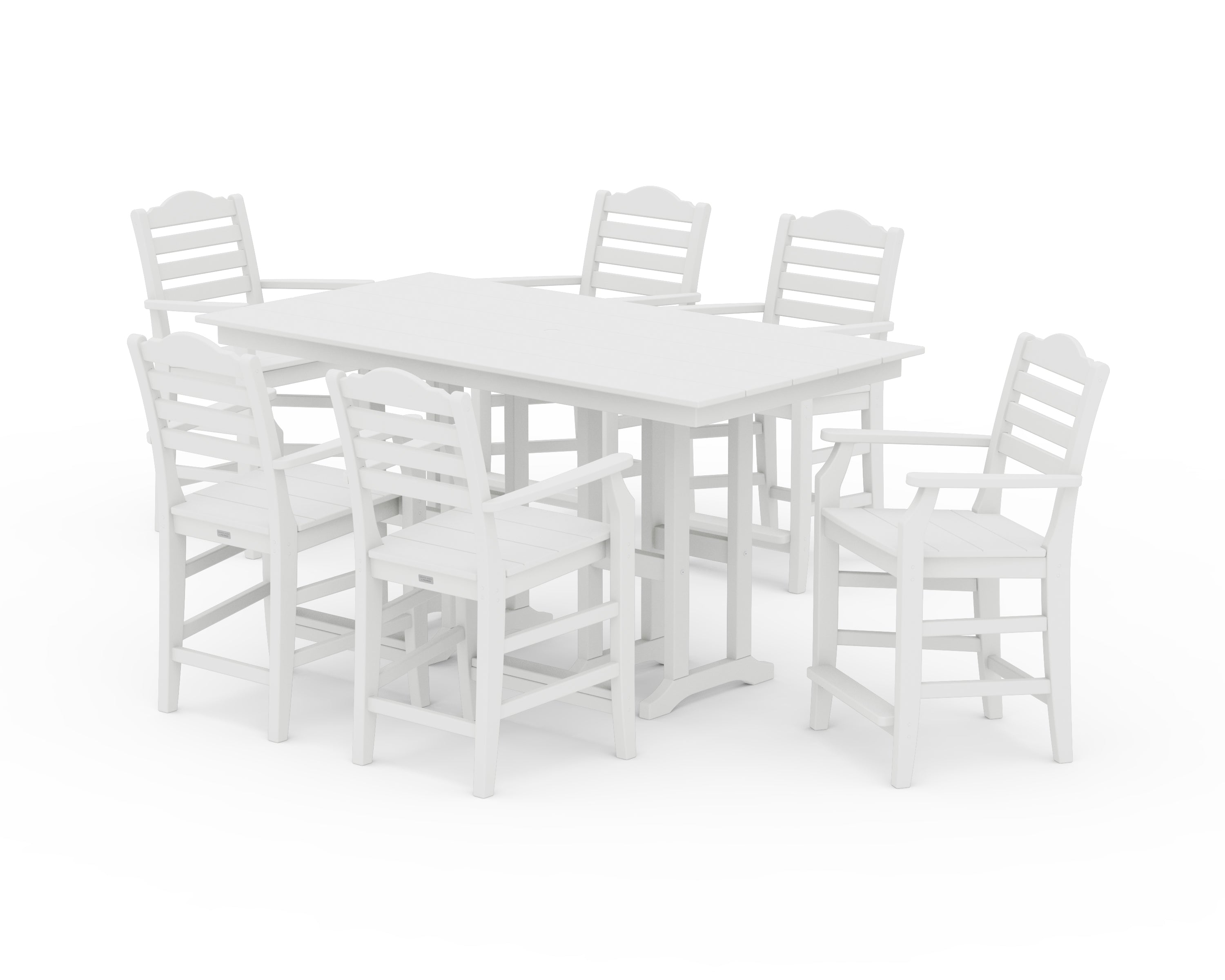 Draper James™ by  POLYWOOD® Savannah Arm Chair 7-Piece Farmhouse Counter Set in White