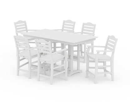 Draper James™ by  POLYWOOD® Savannah Arm Chair 7-Piece Farmhouse Counter Set in White