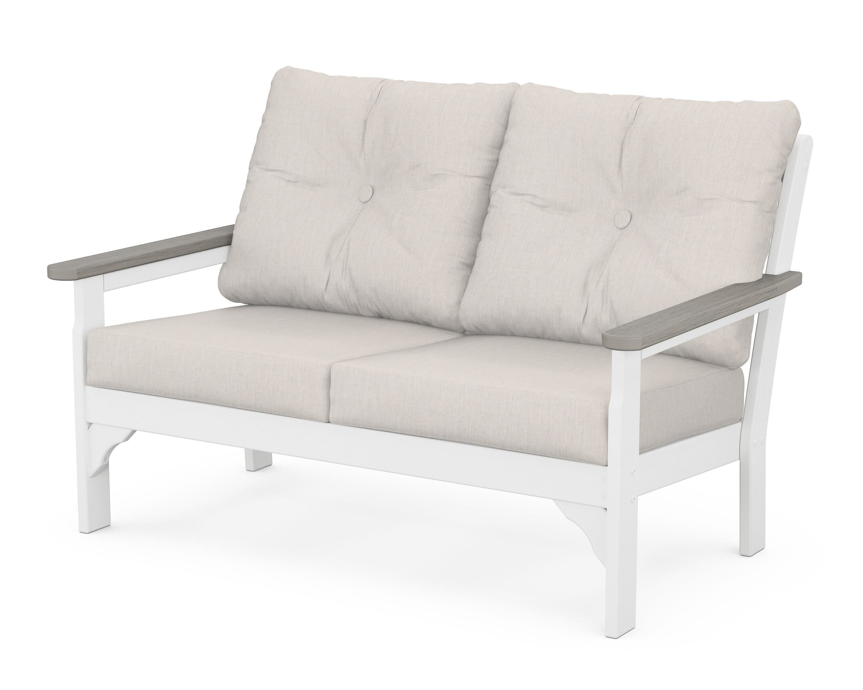POLYWOOD® Vineyard Deep Seating Loveseat in White / Driftwood / Cast Ash