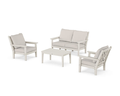 POLYWOOD® Chippendale 4-Piece Deep Seating Set with Loveseat in Sand / Cast Ash