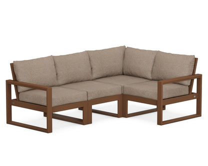 POLYWOOD® EDGE 4-Piece Modular Deep Seating Set in Teak / Spiced Burlap