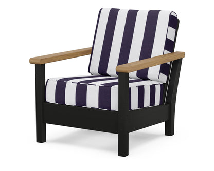 POLYWOOD® Harbour Deep Seating Chair in Black / Natural / Cabana Stripe Navy