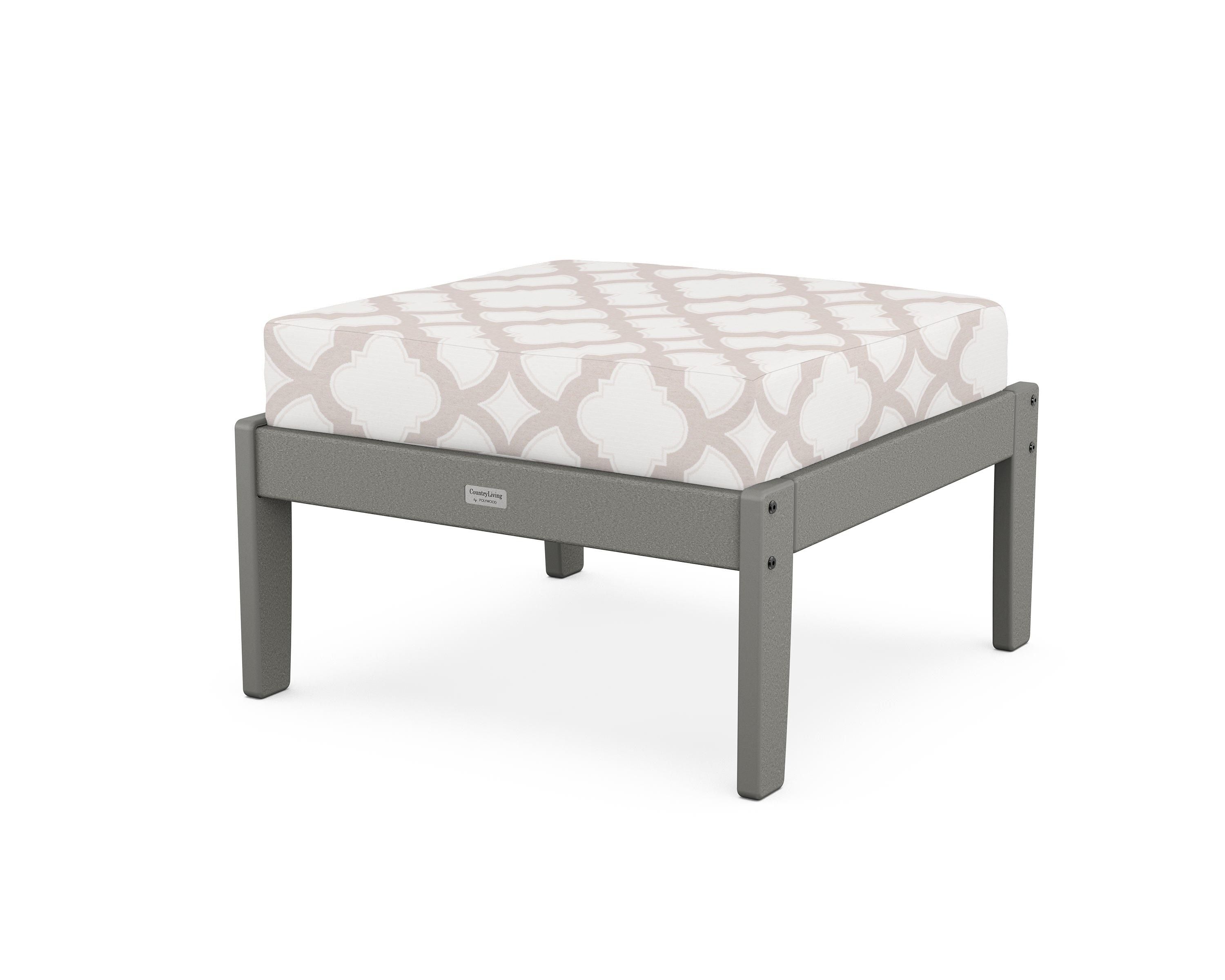 Country Living Cottage Deep Seating Ottoman in Slate Grey / Trellis Dune Burlap