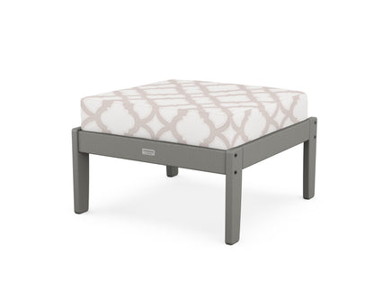 Country Living Cottage Deep Seating Ottoman in Slate Grey / Trellis Dune Burlap