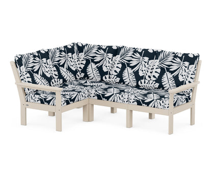 POLYWOOD® Vineyard 4-Piece Sectional in Sand / Leaf Marine Indigo