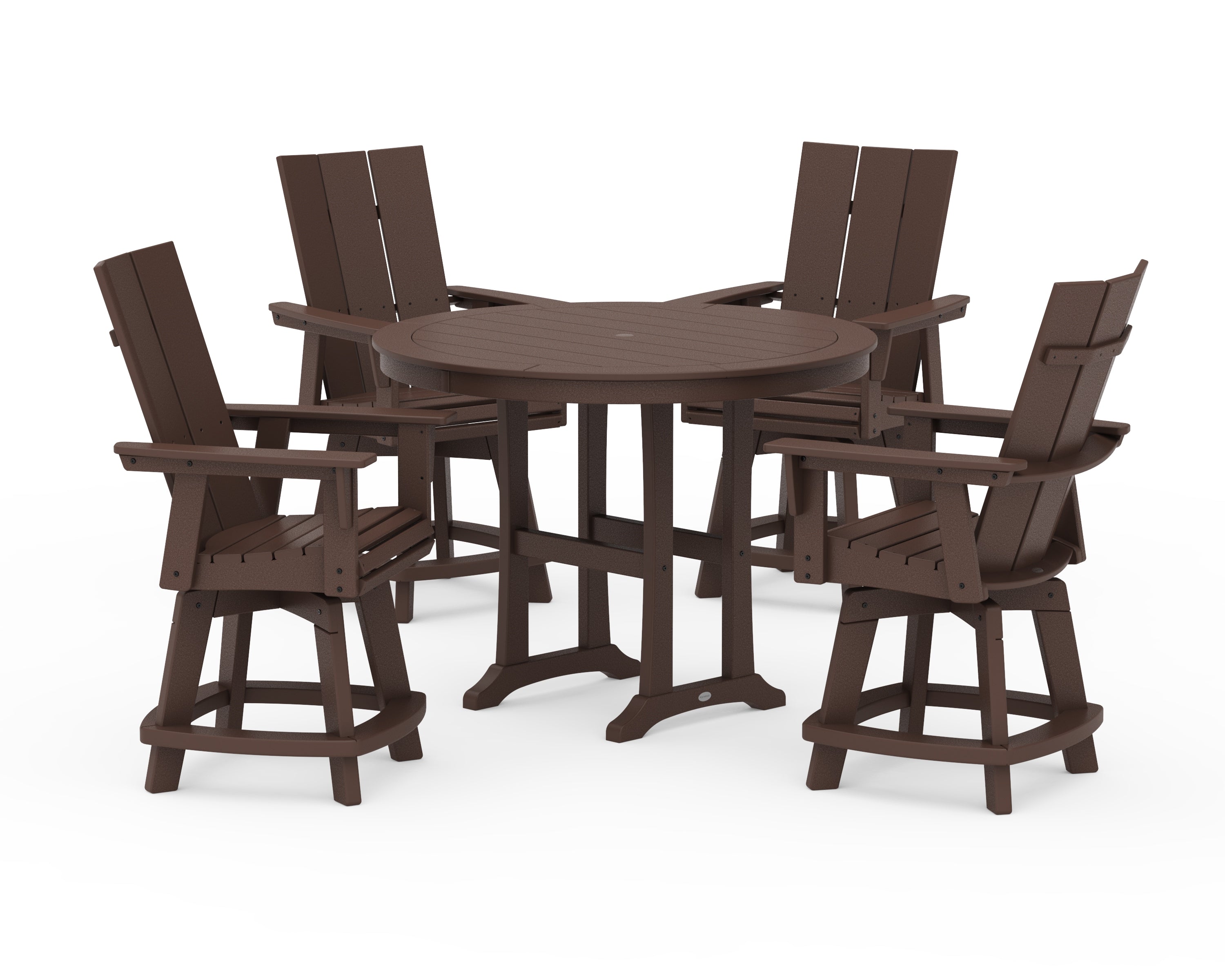 POLYWOOD® 5-Piece Modern Swivel Counter Set in Mahogany