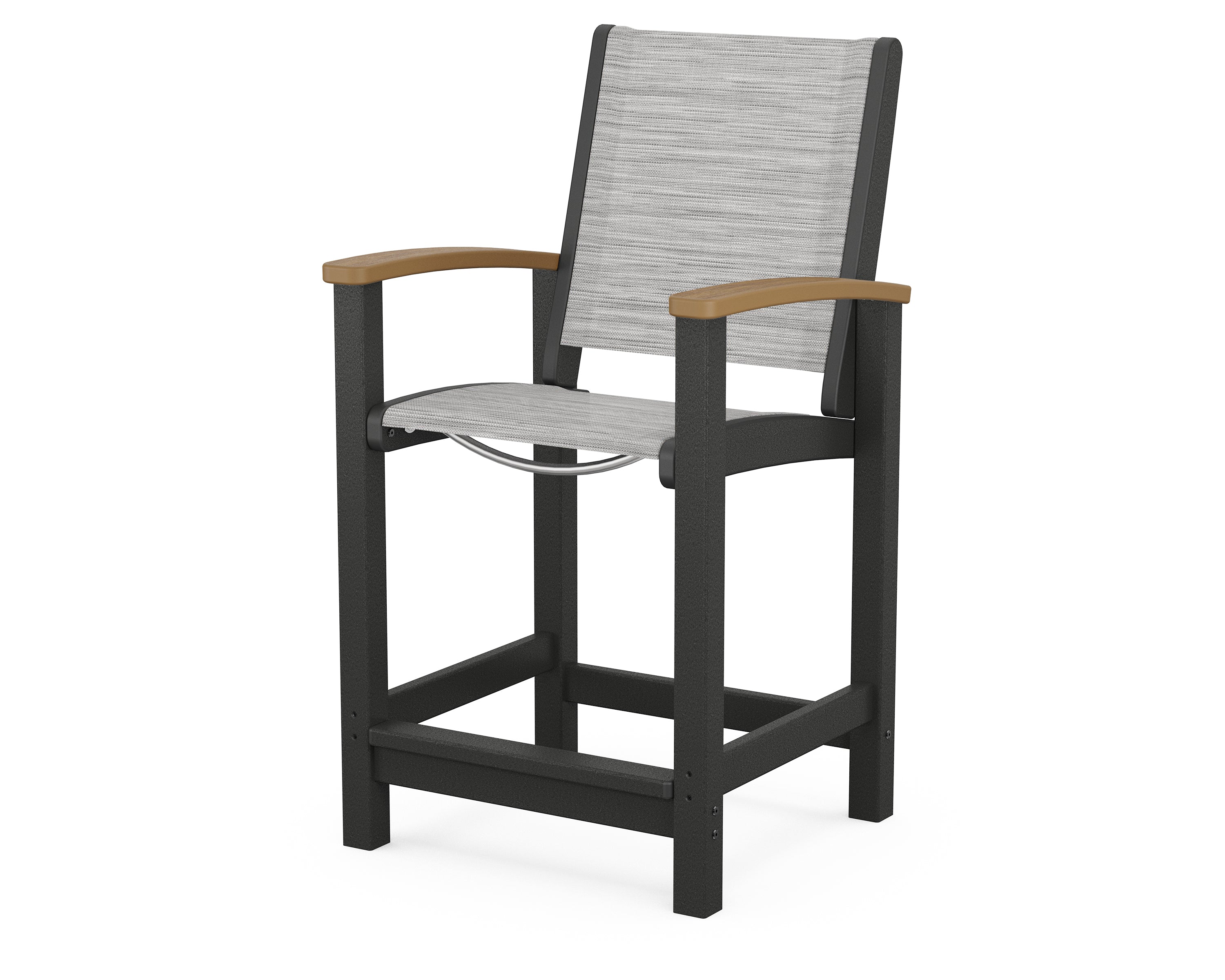 POLYWOOD® Coastal Counter Chair in Black / Natural / Metallic Sling