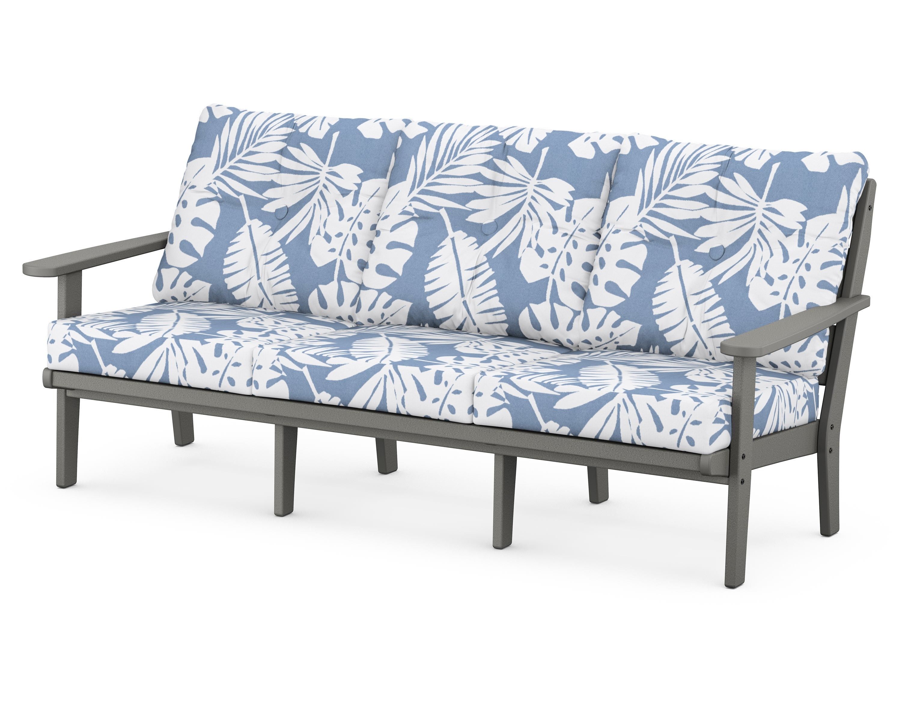 POLYWOOD® Lakeside Deep Seating Sofa in Slate Grey / Leaf Sky Blue