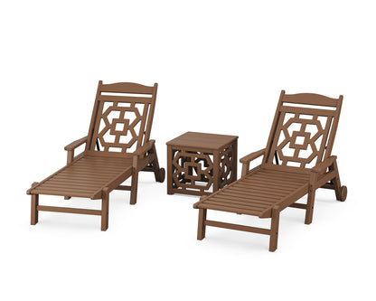 Martha Stewart by POLYWOOD® Chinoiserie 3-Piece Chaise Set in Teak