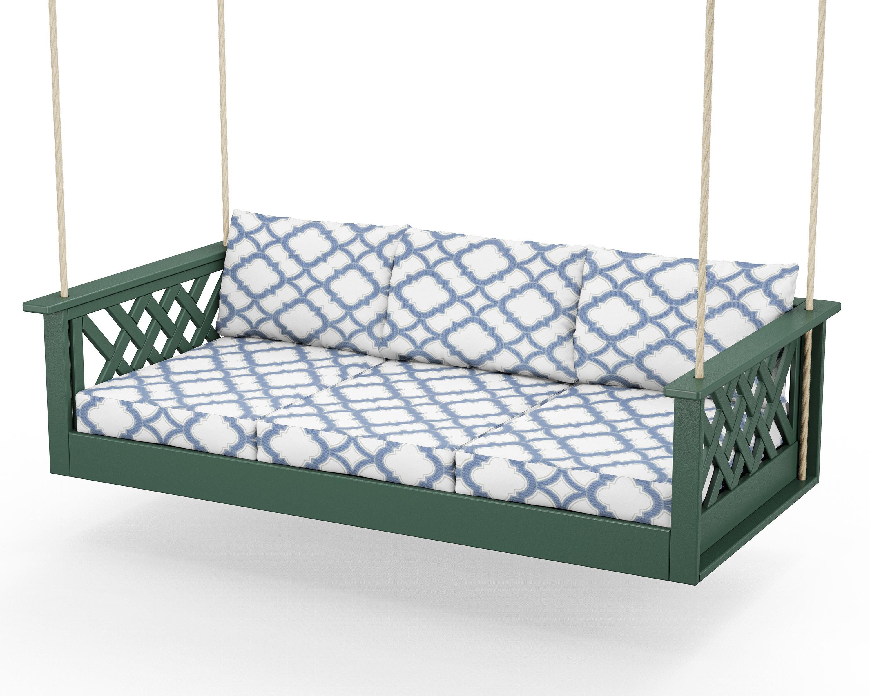 Country Living Wovendale Daybed Swing in Green / Trellis Sky Blue