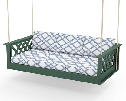 Country Living Wovendale Daybed Swing in Green / Trellis Sky Blue