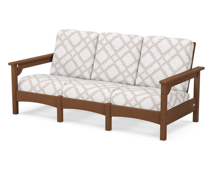 POLYWOOD® Club Sofa in Teak / Trellis Dune Burlap