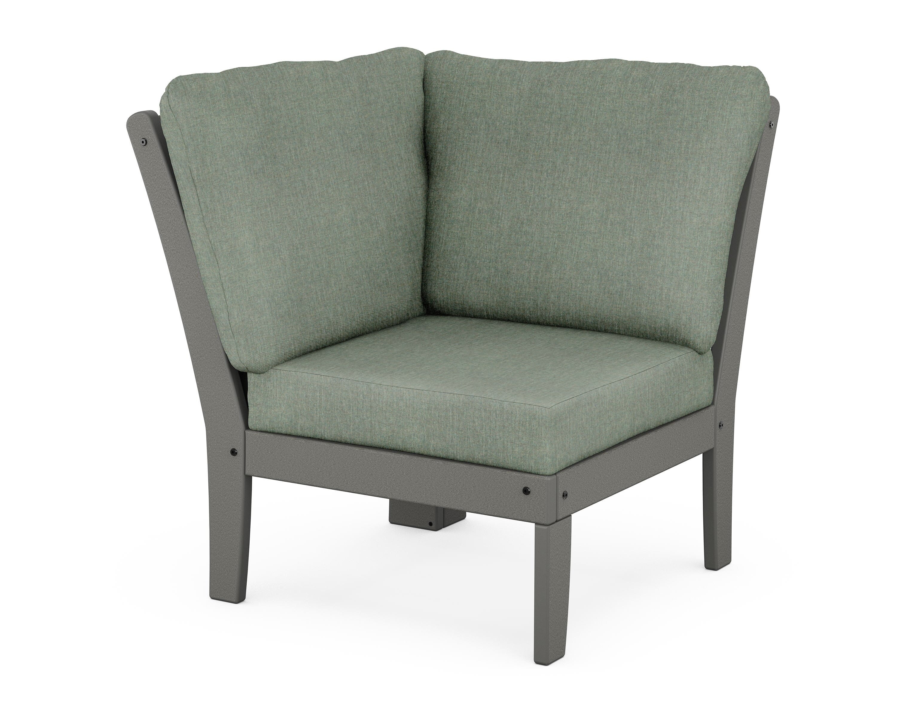 POLYWOOD® Braxton Modular Corner Chair in Slate Grey / Cast Sage