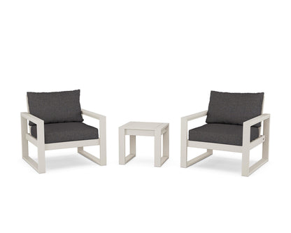 POLYWOOD® EDGE Sectional 3-Piece Deep Seating Set in Sand / Ash Charcoal