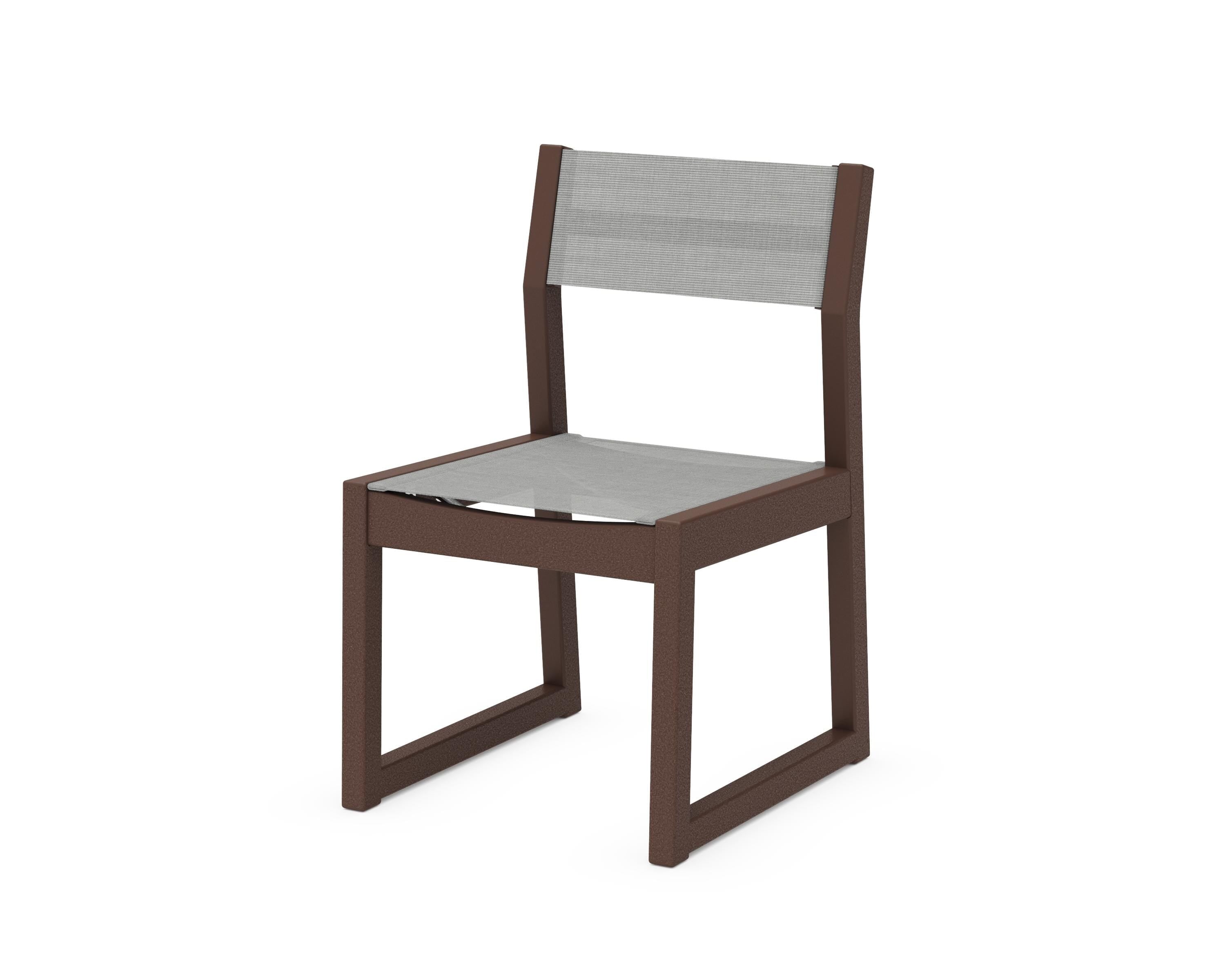 POLYWOOD® EDGE Sling Dining Side Chair in Mahogany / Metallic Sling