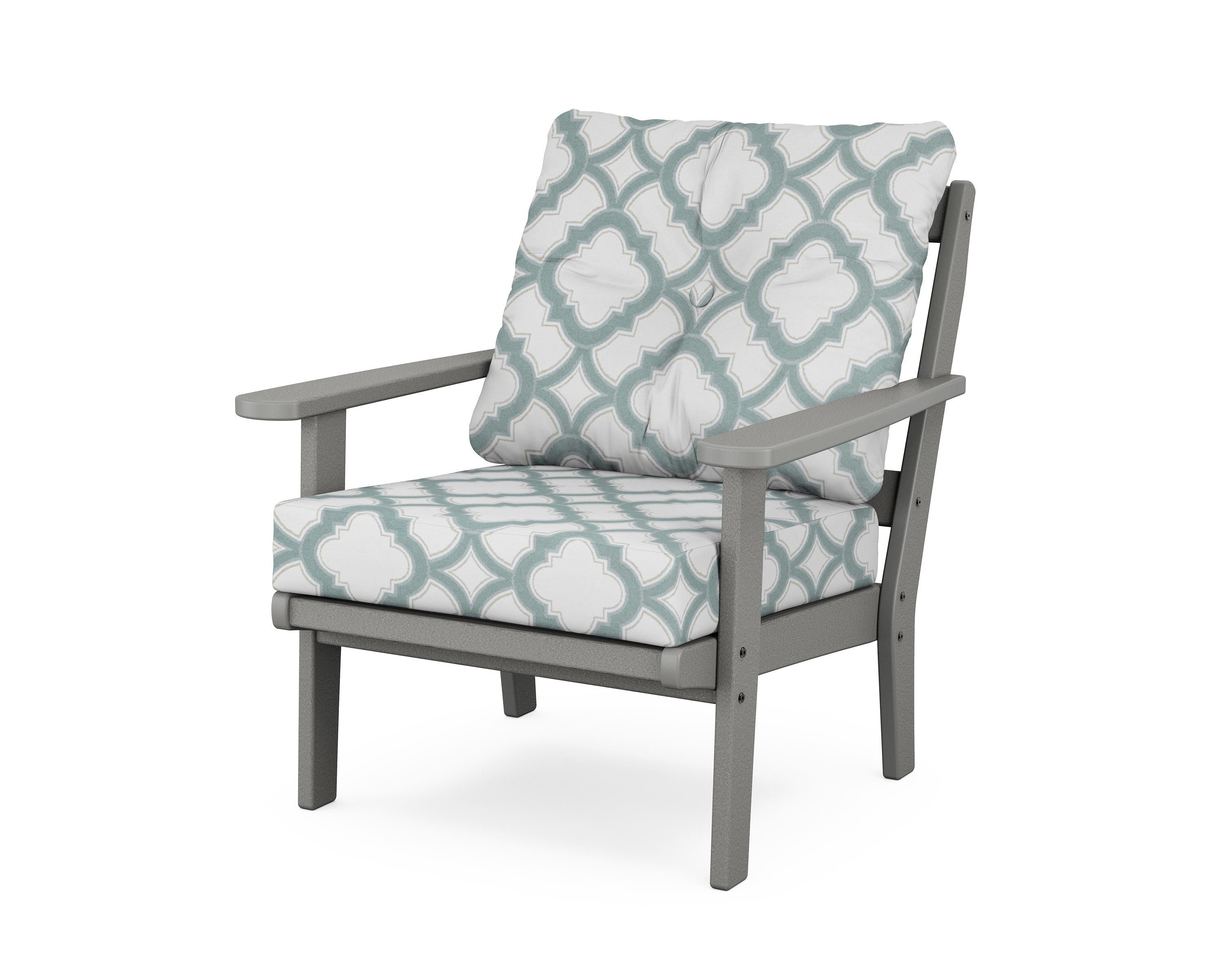 POLYWOOD® Mission Deep Seating Chair in Slate Grey / Trellis Glacier Spa