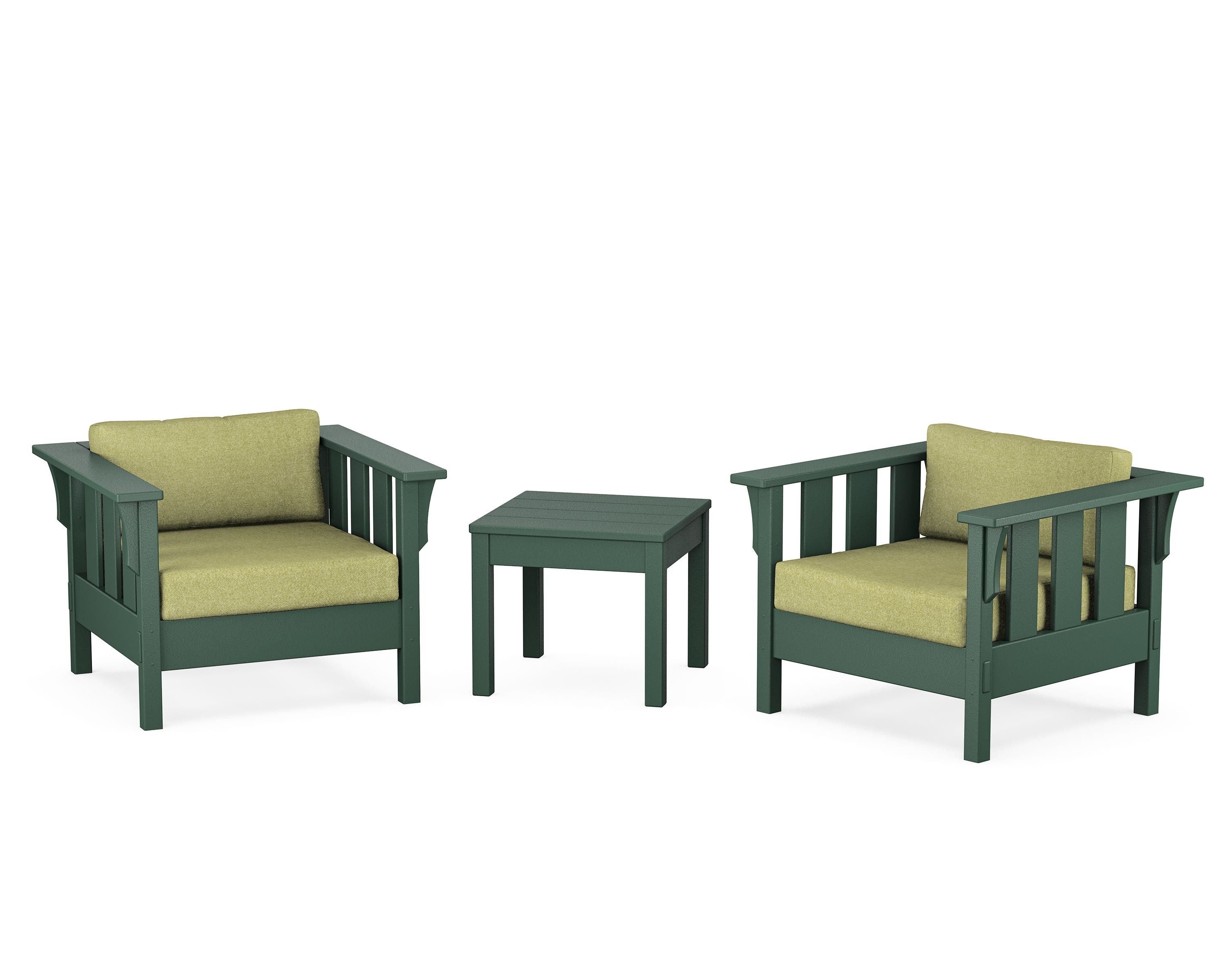 Martha Stewart by POLYWOOD® Acadia 3-Piece Deep Seating Set in Green / Chartreuse Boucle