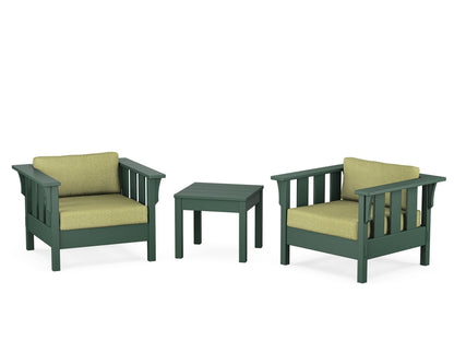 Martha Stewart by POLYWOOD® Acadia 3-Piece Deep Seating Set in Green / Chartreuse Boucle