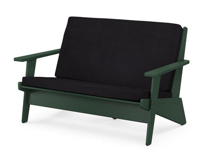 POLYWOOD® Riviera Modern Lounge Loveseat in Green / Midnight Linen