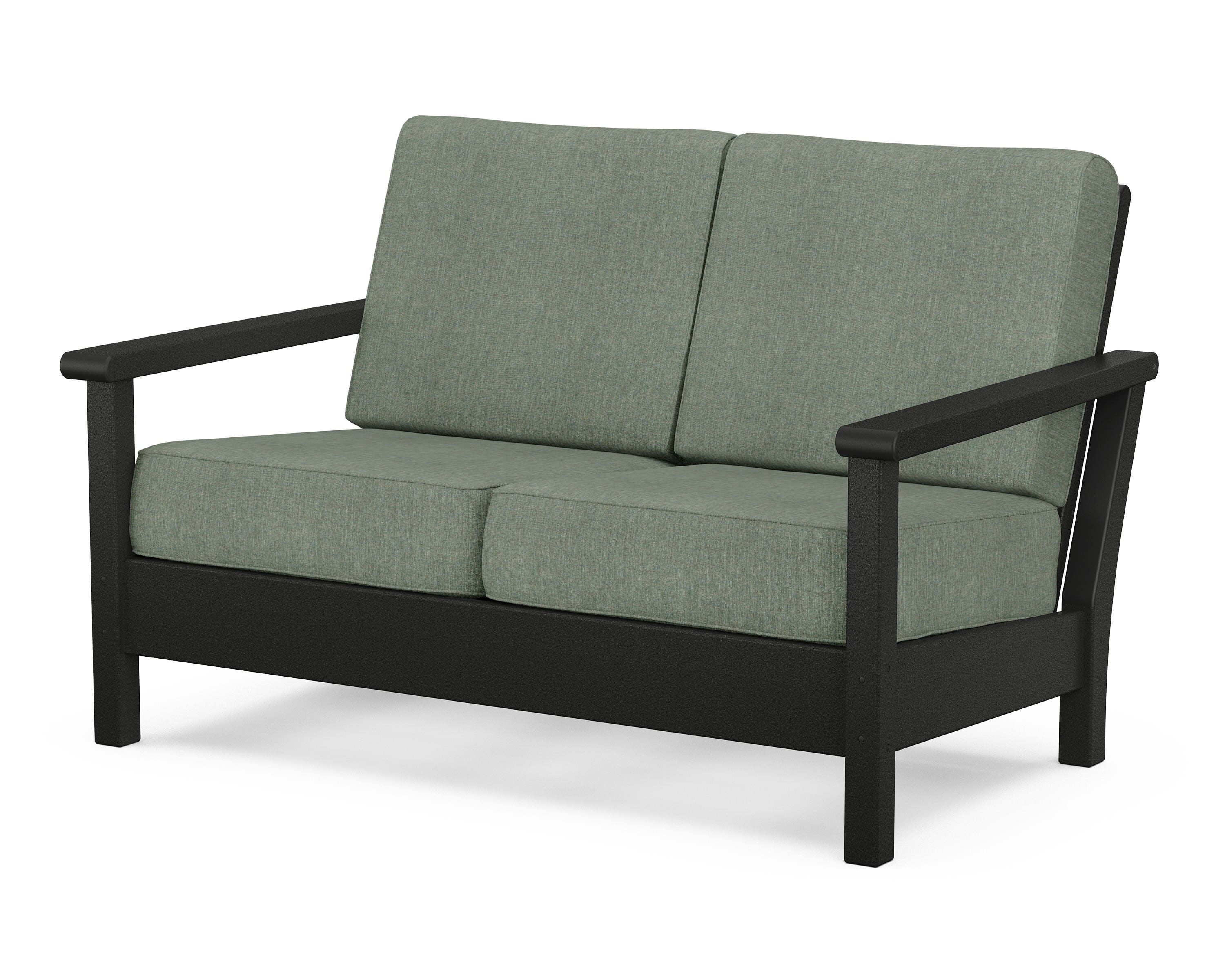 POLYWOOD® Harbour Deep Seating Loveseat in Black / Cast Sage